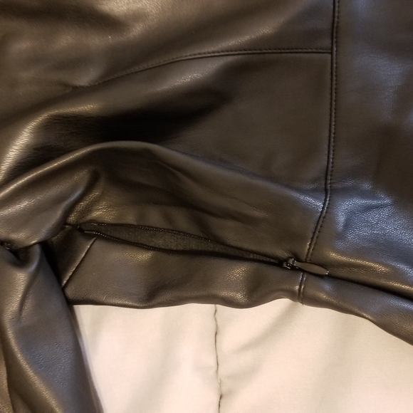 Zara black faux leather puff sleeve a line dress - Picture 7 of 9